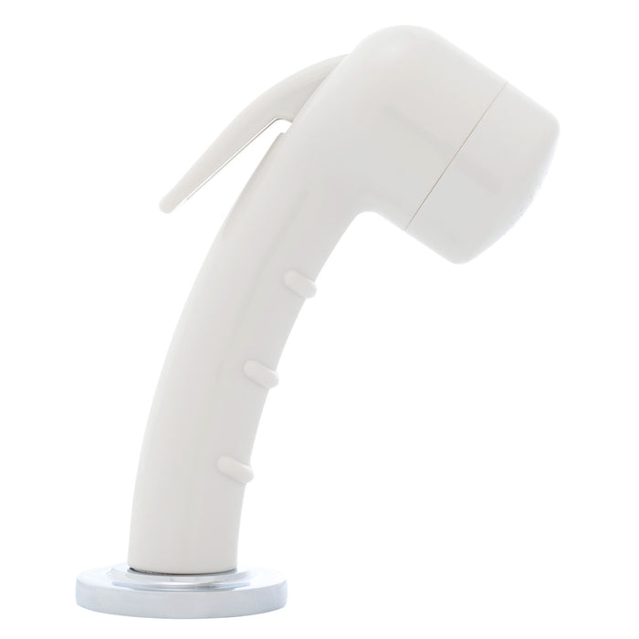 Ambassador Marine 134-0051-WH-R Deck-Mount Sprayer- Small Warm White Sprayer (No Hook), 10' White Rubber Hose, Low Profile Holder