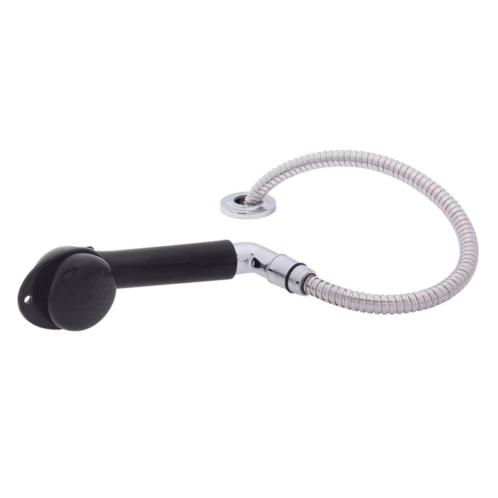 Ambassador Marine 134-0057-KP-R Deck-Mount Sprayer- Large Black Sprayer w/Elbow, 6' Stainless Steel Hose, Low Profile Holder