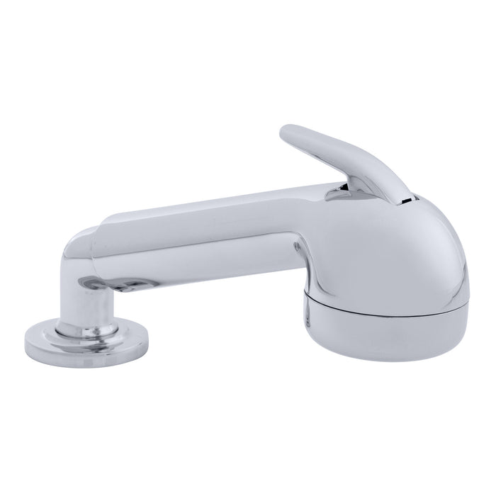 Ambassador Marine 134-0059-CW-R Deck-Mount Sprayer- Large Chrome Sprayer (No Hook), w/Elbow, 6' White Rubber Hose, Ultra-Low Profile Holder