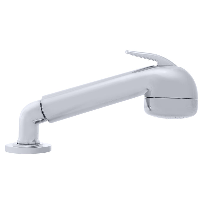 Ambassador Marine 134-0059-CW-R Deck-Mount Sprayer- Large Chrome Sprayer (No Hook), w/Elbow, 6' White Rubber Hose, Ultra-Low Profile Holder