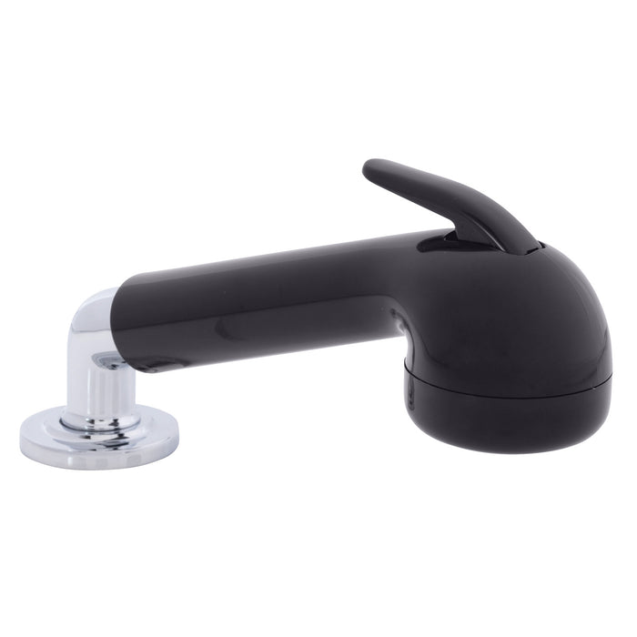 Ambassador Marine 134-0059-KP-R Deck-Mount Sprayer- Large Black Sprayer (No Hook), w/Elbow, 6' Black Rubber Hose, Ultra-Low Profile Holder