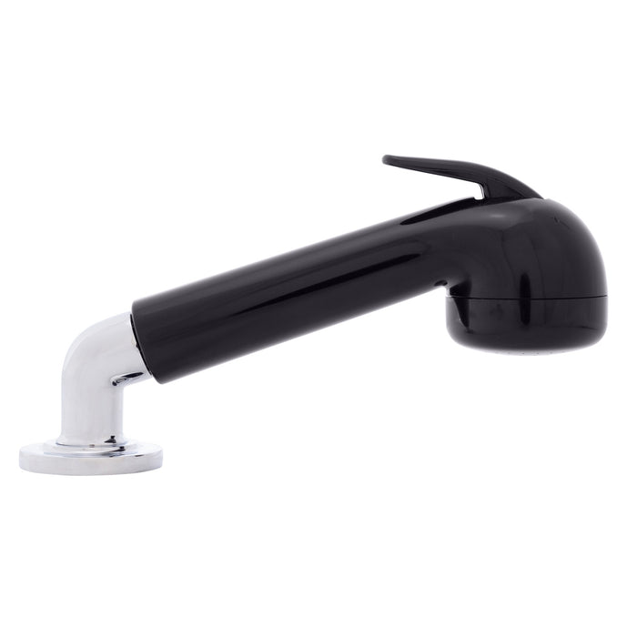 Ambassador Marine 134-0059-KP-R Deck-Mount Sprayer- Large Black Sprayer (No Hook), w/Elbow, 6' Black Rubber Hose, Ultra-Low Profile Holder
