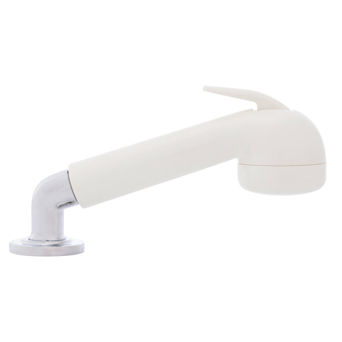 Ambassador Marine 134-0059-WH-R Deck-Mount Sprayer- Large Warm White Sprayer (No Hook), w/Elbow, 6' White Rubber Hose, Ultra-Low Profile Holder