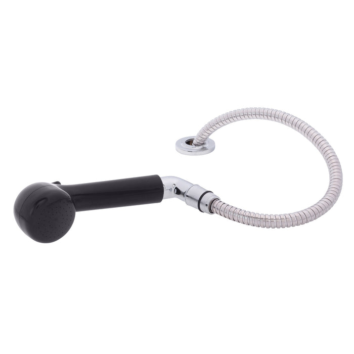 Ambassador Marine 134-0060-KP-R Deck-Mount Sprayer- Large Black Sprayer (No Hook), w/Elbow, 6' Stainless Steel Hose, Low Profile Holder
