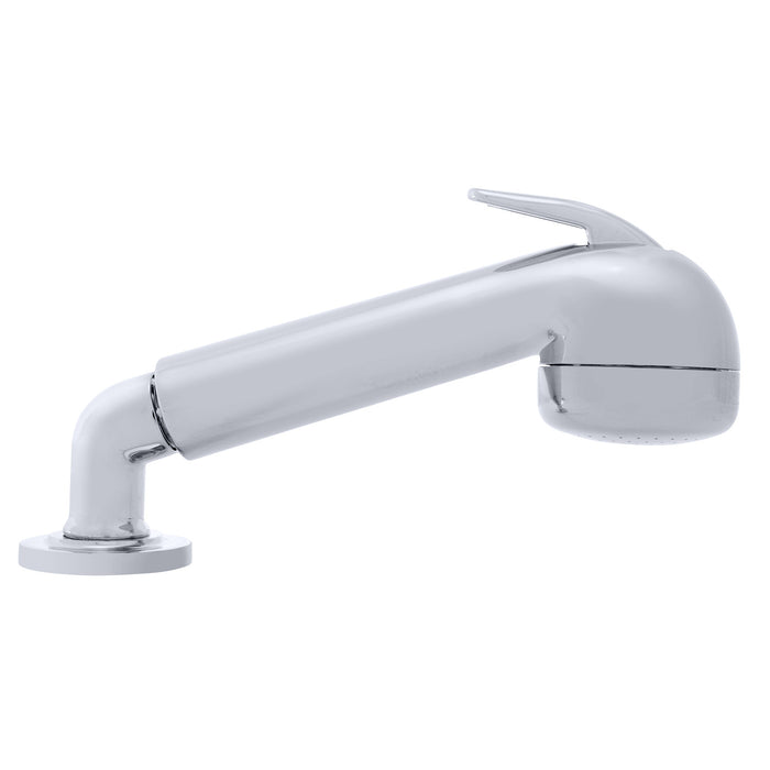 Ambassador Marine 134-0061-CW-R Deck-Mount Sprayer- Large Chrome Sprayer (No Hook), w/Elbow, 10' White Rubber Hose, Low Profile Holder