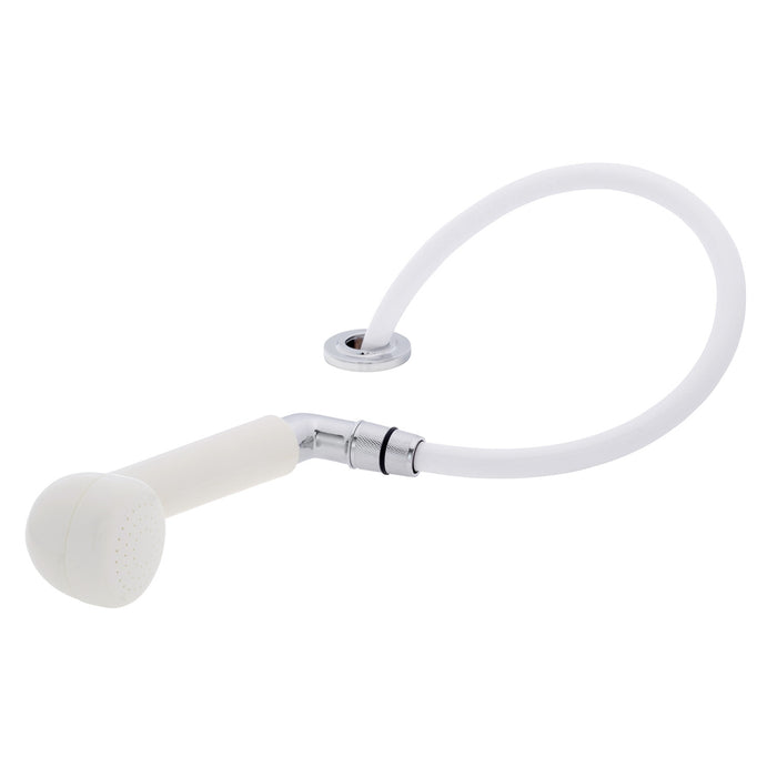 Ambassador Marine 134-0061-WH-R Deck-Mount Sprayer- Large Warm White Sprayer (No Hook), w/Elbow, 10' White Rubber Hose, Low Profile Holder