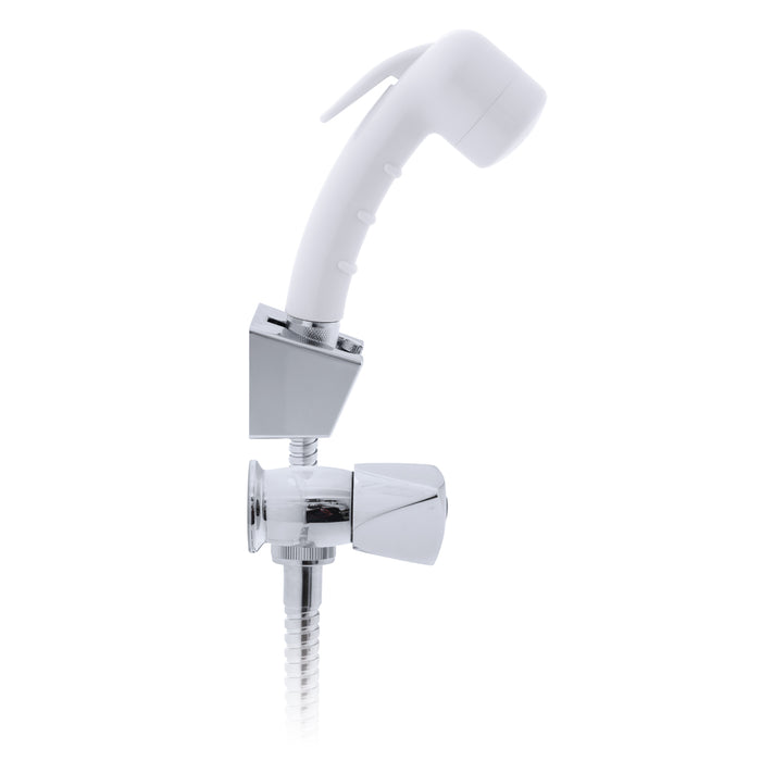 Mezclador de ducha externo Ambassador Marine 134-0207-CA Trinidad- 2H (rociador pequeño blanco ártico, manguera de acero inoxidable de 1,8 m) (cromo/blanco ártico)