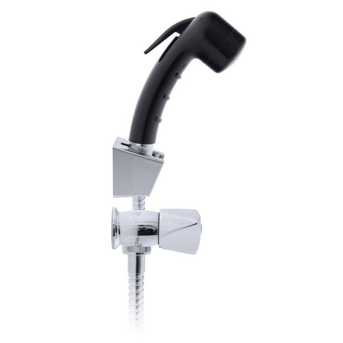 Ambassador Marine 134-0207-CK Trinidad- 2H External Shower Mixer (Small Black Sprayer, 6' Stainless Steel Hose) (Chrome/Black)