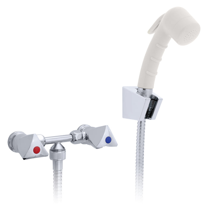 Mezclador de ducha externo Ambassador Marine 134-0207-CW Trinidad- 2H (rociador pequeño blanco cálido, manguera de acero inoxidable de 1,8 m) (cromo/blanco cálido)