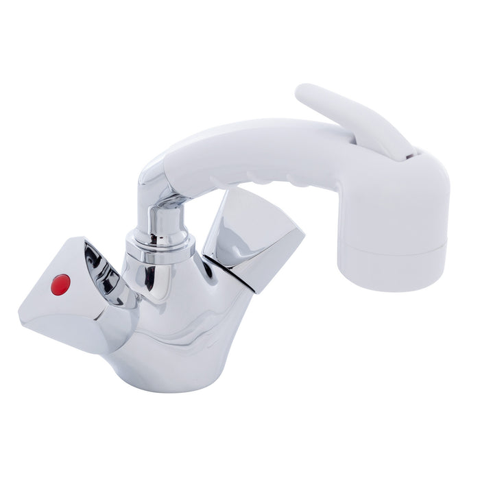 Ambassador Marine 134-0213-CA Trinidad- Head/Shower Combo Faucet (Small Arctic White Sprayer (No Hook), 6' White Rubber Hose) (Chrome/Arctic White)