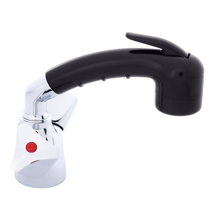 Ambassador Marine 134-0213-CK Trinidad- Head/Shower Combo Faucet (Small Black Sprayer (No Hook), 6' Black Rubber Hose) (Chrome/Black)