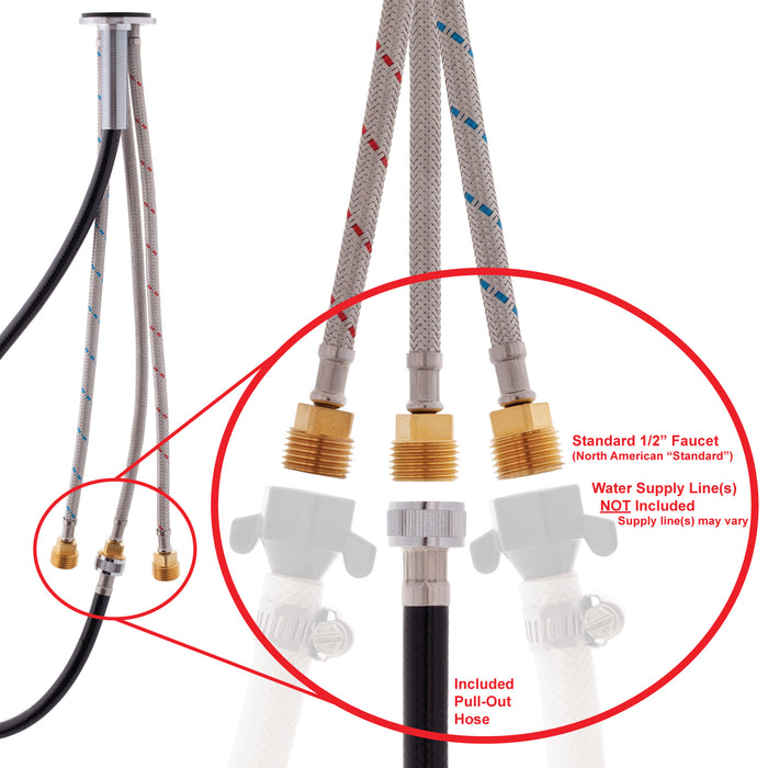 Ambassador Marine 134-0213-CP Trinidad- Head/Shower Combo Faucet (Small Chrome Sprayer (No Hook), 6' Black Rubber Hose) (Chrome)