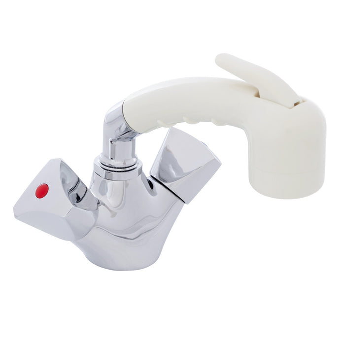 Ambassador Marine 134-0213-CW Trinidad- Head/Shower Combo Faucet (Small Warm White Sprayer (No Hook), 6' White Rubber Hose) (Chrome/Warm White)