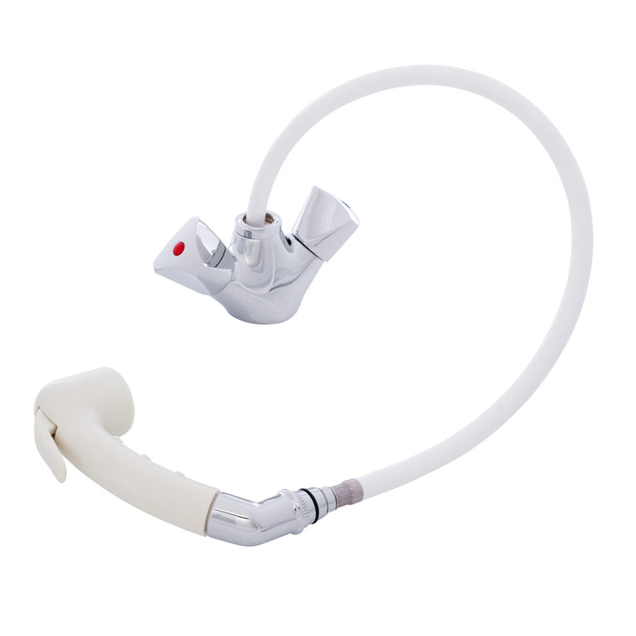Ambassador Marine 134-0213-CW Trinidad- Head/Shower Combo Faucet (Small Warm White Sprayer (No Hook), 6' White Rubber Hose) (Chrome/Warm White)