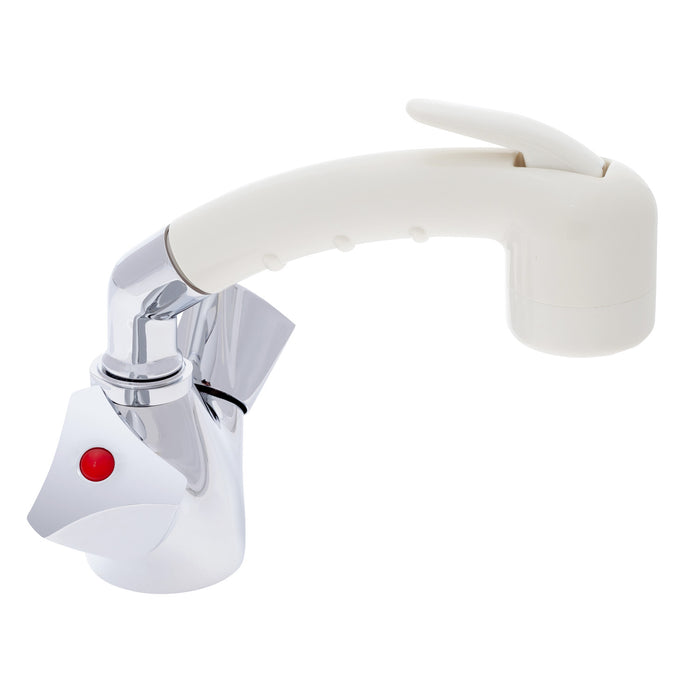 Ambassador Marine 134-0213-CW Trinidad- Head/Shower Combo Faucet (Small Warm White Sprayer (No Hook), 6' White Rubber Hose) (Chrome/Warm White)