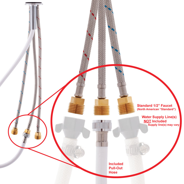 Ambassador Marine 134-0213-CW Trinidad- Head/Shower Combo Faucet (Small Warm White Sprayer (No Hook), 6' White Rubber Hose) (Chrome/Warm White)