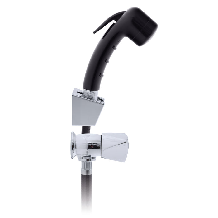 Ambassador Marine 134-0214-CK Trinidad- 2H External Shower Mixer (Small Black Sprayer, 6' Black Rubber Hose) (Chrome/Black)