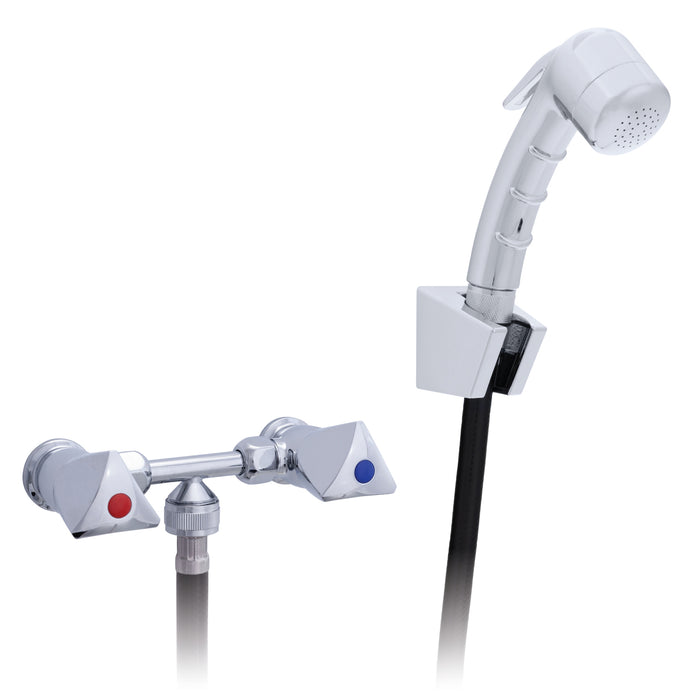 Ambassador Marine 134-0214-CP Trinidad- 2H External Shower Mixer (Small Chrome Sprayer, 6' Black Rubber Hose) (Chrome)