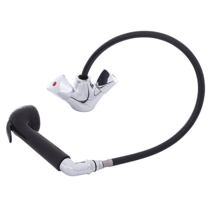 Ambassador Marine 134-0215-CK Trinidad- Head/Shower Combo Faucet (Large Black Sprayer (No Hook), 6' Black Rubber Hose) (Chrome/Black)