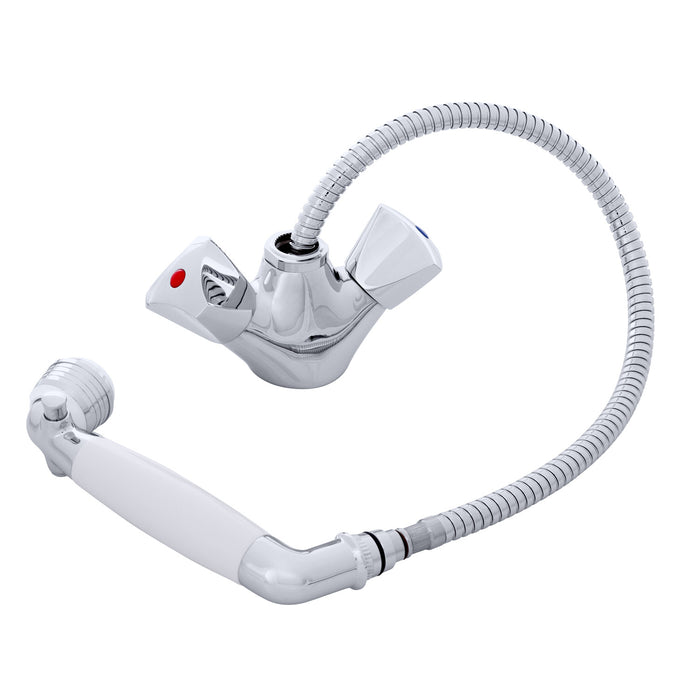 Ambassador Marine 134-0224-CA Trinidad- Head/Shower Combo Faucet (Classic Arctic White Sprayer, 6' Stainless Steel Hose) (Chrome/Arctic White)