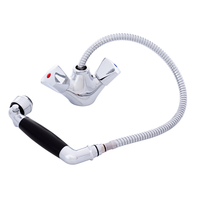 Ambassador Marine 134-0224-CK Trinidad- Head/Shower Combo Faucet (Classic Black Sprayer, 6' Stainless Steel Hose) (Chrome/Black)