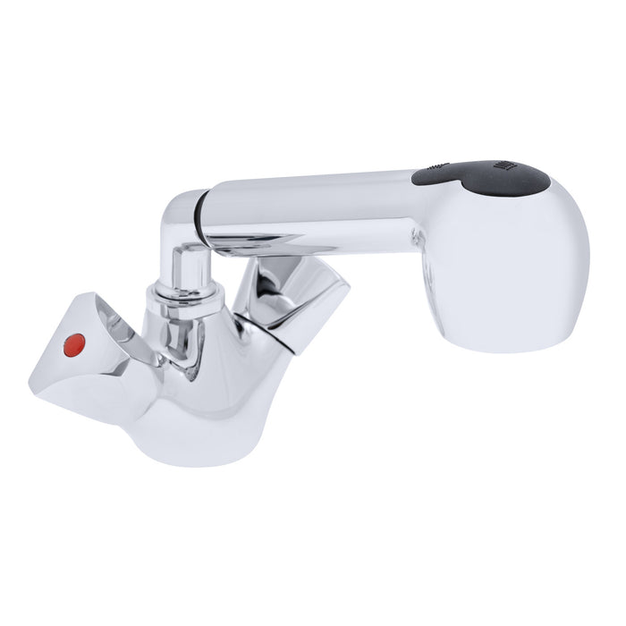 Ambassador Marine 134-0227-CW Trinidad- Head/Shower Combo Faucet (Pull-Out Kitchen Sprayer, 6' White Rubber Hose) (Chrome/White)