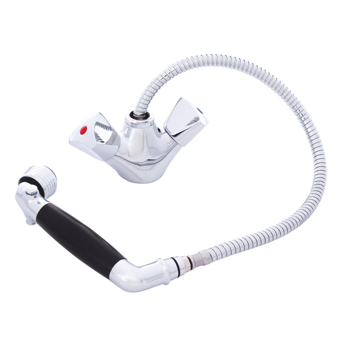 Ambassador Marine 134-0230-CK Trinidad- Head/Shower Combo Faucet (Classic Black Sprayer (No Teeth), 6' Stainless Steel Hose) (Chrome/Black)