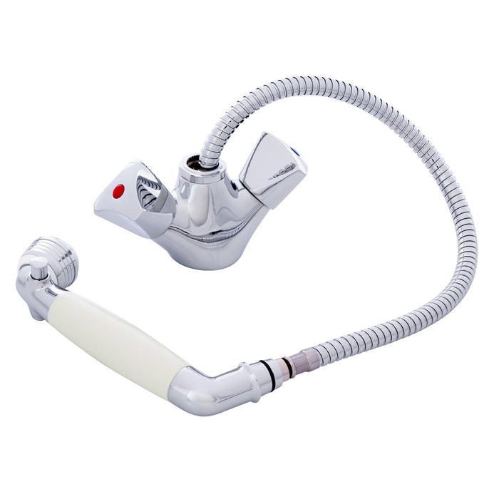 Ambassador Marine 134-0230-CW Trinidad- Head/Shower Combo Faucet (Classic Warm White Sprayer (No Teeth), 6' Stainless Steel Hose) (Chrome/Warm White)