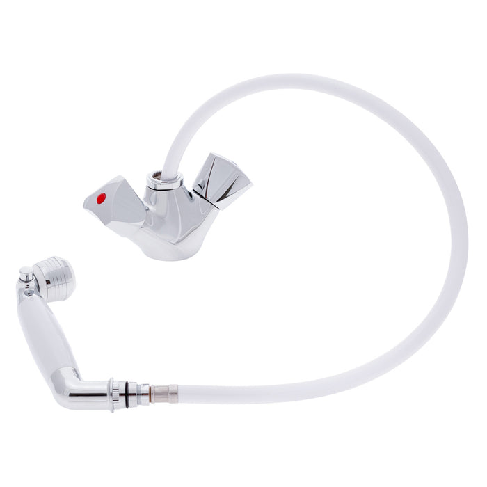 Ambassador Marine 134-0262-CA Trinidad- Head/Shower Combo Faucet (Classic Arctic White Sprayer, 10' White Rubber Hose) (Chrome/Arctic White)