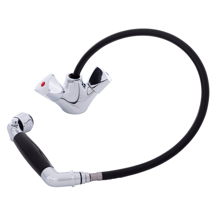 Ambassador Marine 134-0263-CK Trinidad- Head/Shower Combo Faucet (Classic Black Sprayer (No Teeth), 6' Black Rubber Hose) (Chrome/Black)