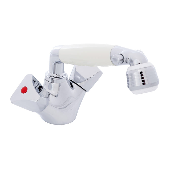 Ambassador Marine 134-0263-CW Trinidad- Head/Shower Combo Faucet (Classic Warm White Sprayer (No Teeth), 6' White Rubber Hose) (Chrome/Warm White)