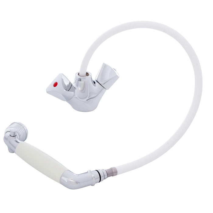 Ambassador Marine 134-0263-CW Trinidad- Head/Shower Combo Faucet (Classic Warm White Sprayer (No Teeth), 6' White Rubber Hose) (Chrome/Warm White)