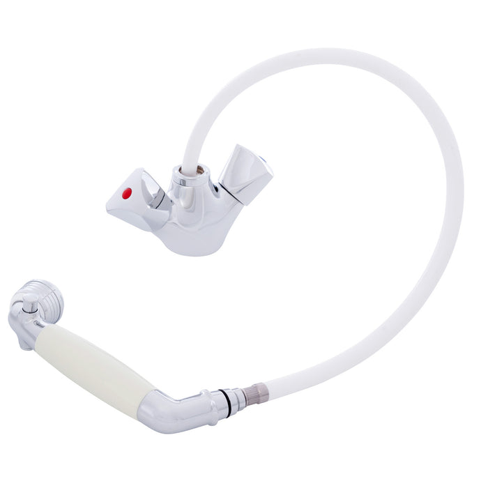 Ambassador Marine 134-0264-CW Trinidad- Head/Shower Combo Faucet (Classic Warm White Sprayer (No Teeth), 10' White Rubber Hose) (Chrome/Warm White)