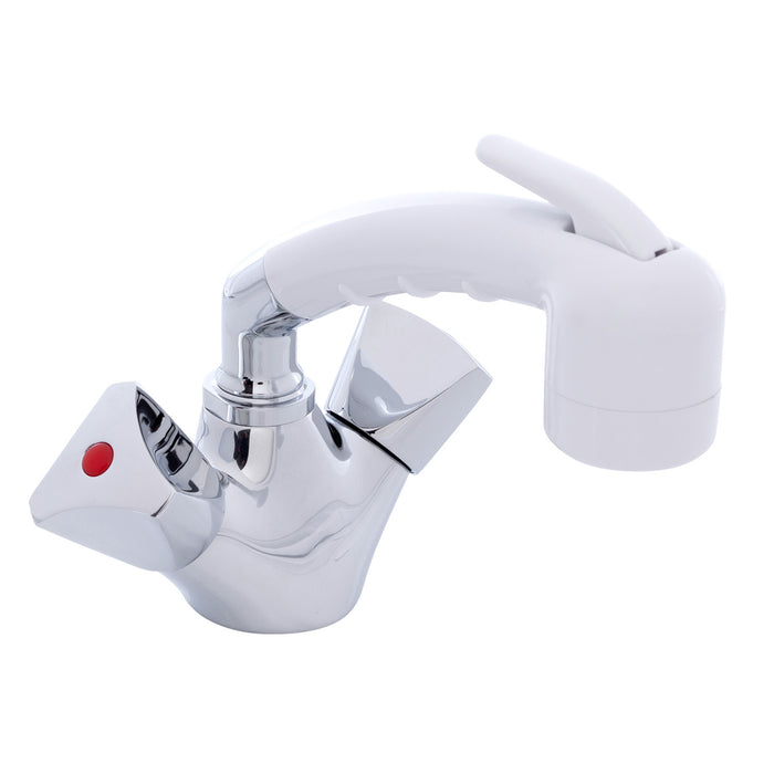 Ambassador Marine 134-0265-CA Trinidad- Head/Shower Combo Faucet (Small Arctic White Sprayer (No Hook), 6' Stainless Steel Hose) (Chrome/Arctic White)