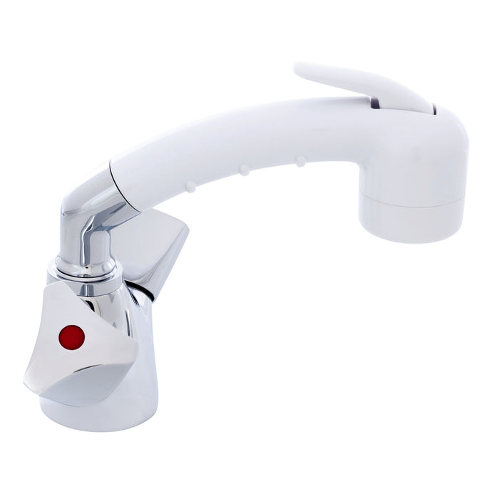 Ambassador Marine 134-0265-CA Trinidad- Head/Shower Combo Faucet (Small Arctic White Sprayer (No Hook), 6' Stainless Steel Hose) (Chrome/Arctic White)