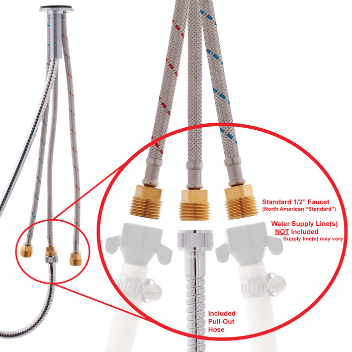 Ambassador Marine 134-0265-CA Trinidad- Head/Shower Combo Faucet (Small Arctic White Sprayer (No Hook), 6' Stainless Steel Hose) (Chrome/Arctic White)