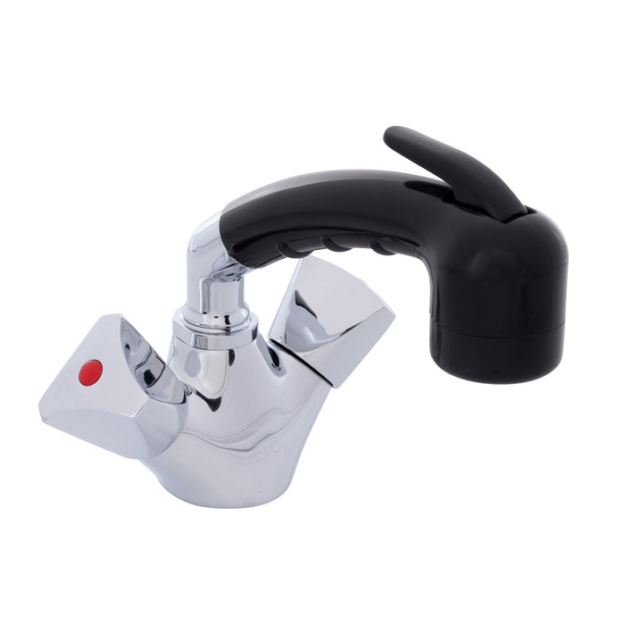 Ambassador Marine 134-0265-CK Trinidad- Head/Shower Combo Faucet (Small Black Sprayer (No Hook), 6' Stainless Steel Hose) (Chrome/Black)