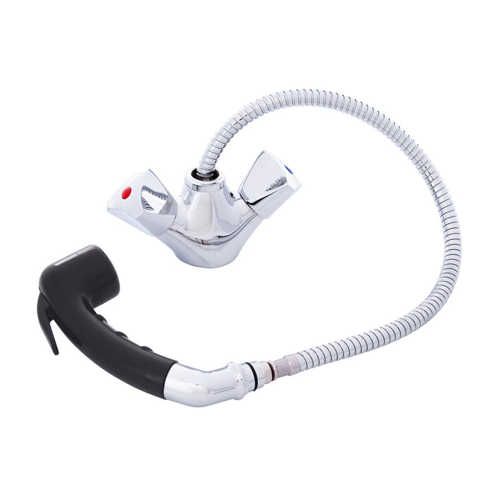 Ambassador Marine 134-0265-CK Trinidad- Head/Shower Combo Faucet (Small Black Sprayer (No Hook), 6' Stainless Steel Hose) (Chrome/Black)