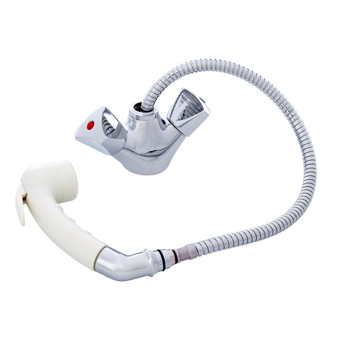 Ambassador Marine 134-0265-CW Trinidad- Head/Shower Combo Faucet (Small Warm White Sprayer (No Hook), 6' Stainless Steel Hose) (Chrome/Warm White)