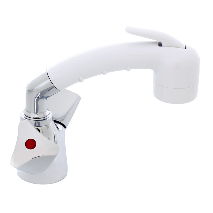 Ambassador Marine 134-0266-CA Trinidad- Head/Shower Combo Faucet (Small Arctic White Sprayer (No Hook), 10' White Rubber Hose) (Chrome/Arctic White)