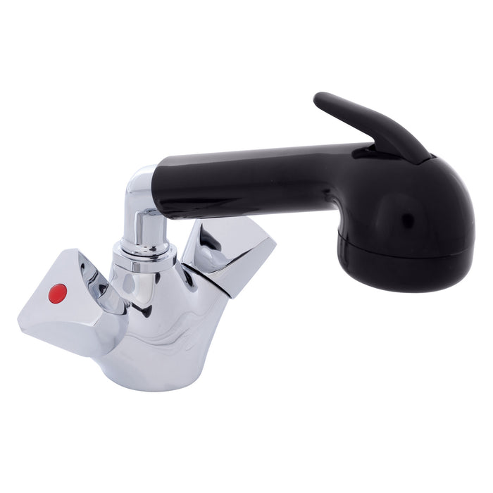 Ambassador Marine 134-0267-CK Trinidad- Head/Shower Combo Faucet (Large Black Sprayer (No Hook), 6' Stainless Steel Hose) (Chrome/Black)