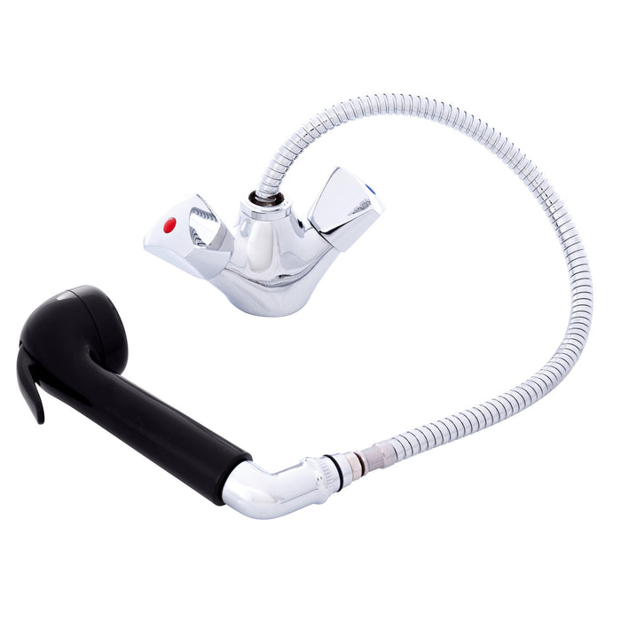 Ambassador Marine 134-0267-CK Trinidad- Head/Shower Combo Faucet (Large Black Sprayer (No Hook), 6' Stainless Steel Hose) (Chrome/Black)