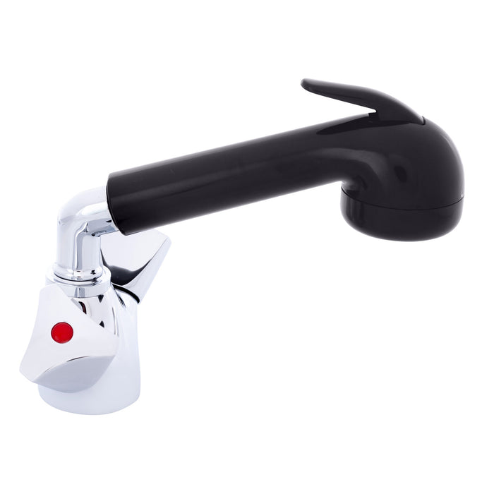 Ambassador Marine 134-0267-CK Trinidad- Head/Shower Combo Faucet (Large Black Sprayer (No Hook), 6' Stainless Steel Hose) (Chrome/Black)