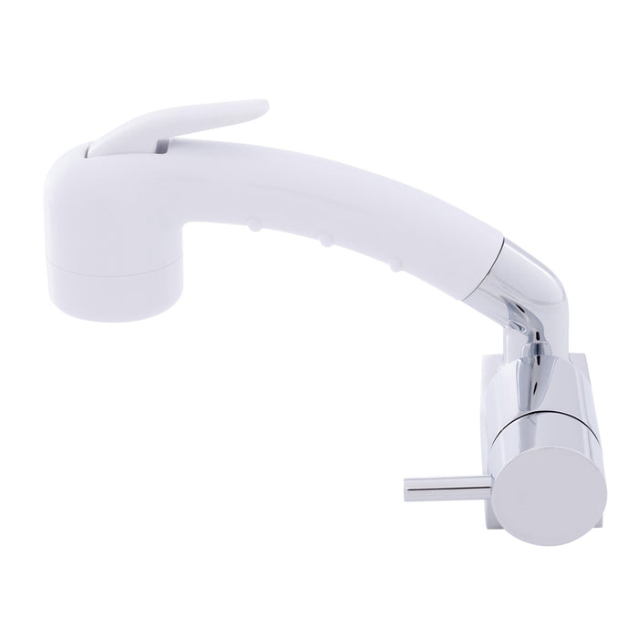 Ambassador Marine 134-1720-CA Aidack- Pull-Out Deck Tap (Cold Only) (Small Arctic White Sprayer (No Hook), 6' White Rubber Hose) (Chrome/Arctic White)
