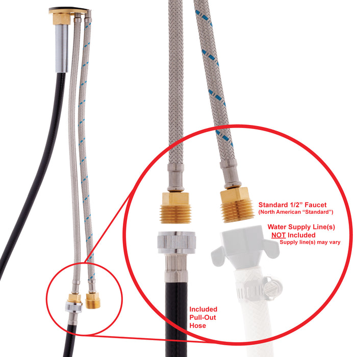 Ambassador Marine 134-1720-CP Aidack- Pull-Out Deck Tap (Cold Only) (Small Chrome Sprayer (No Hook), 6' Black Rubber Hose) (Chrome)