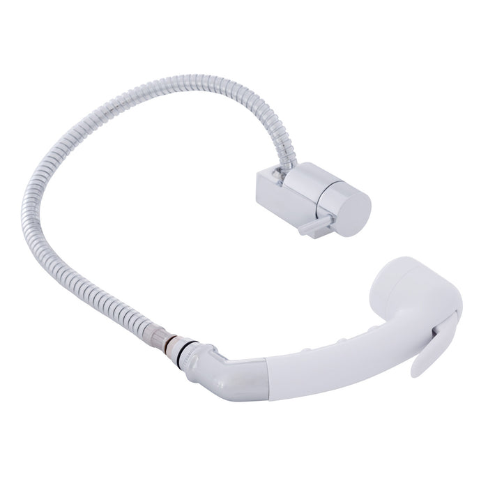 Ambassador Marine 134-1736-CA Aidack- Pull-Out Deck Tap (Cold Only) (Small Arctic White Sprayer (No Hook), 6' Stainless Steel Hose) (Chrome/Arctic White)