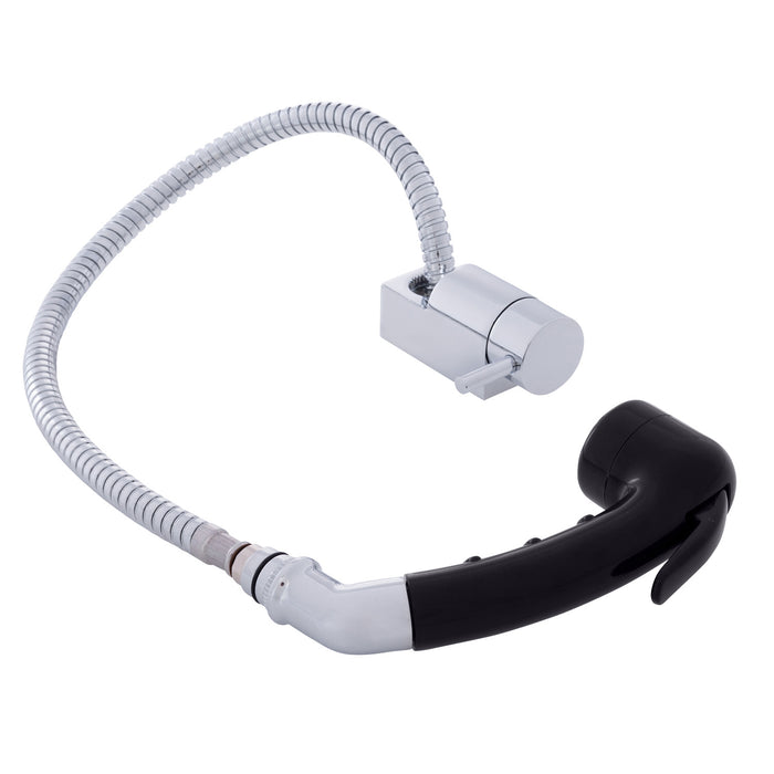 Ambassador Marine 134-1736-CK Aidack- Pull-Out Deck Tap (Cold Only) (Small Black Sprayer (No Hook), 6' Stainless Steel Hose) (Chrome/Black)