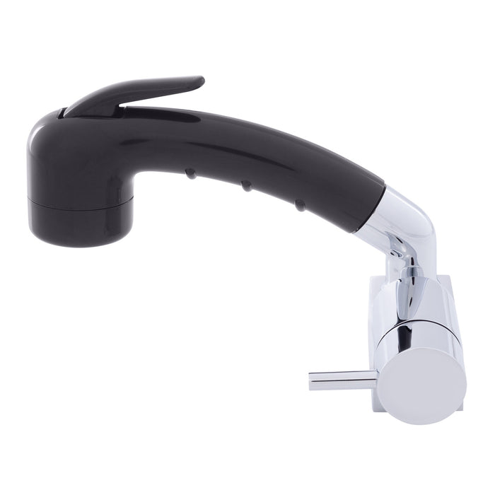 Ambassador Marine 134-1736-CK Aidack- Pull-Out Deck Tap (Cold Only) (Small Black Sprayer (No Hook), 6' Stainless Steel Hose) (Chrome/Black)