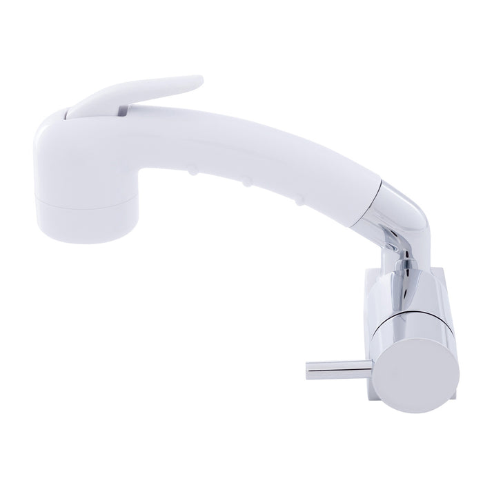 Ambassador Marine 134-1748-CA Aidack- Pull-Out Deck Tap (Cold Only) (Small Arctic White Sprayer (No Hook), 10' White Rubber Hose) (Chrome/Arctic White)