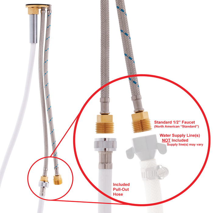 Ambassador Marine 134-1779-CW Aidack- Pull-Out Deck Tap (Cold Only) (Pull-Out Kitchen Sprayer, 10' White Rubber Hose) (Chrome/White)